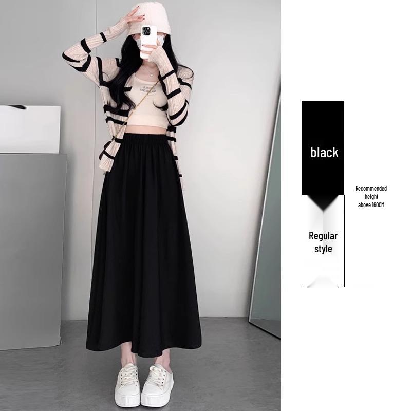 2025 White Ice Silk High-Waist Textured Culottes - Women's Summer Chiffon Wide-Leg Pants, Small Size