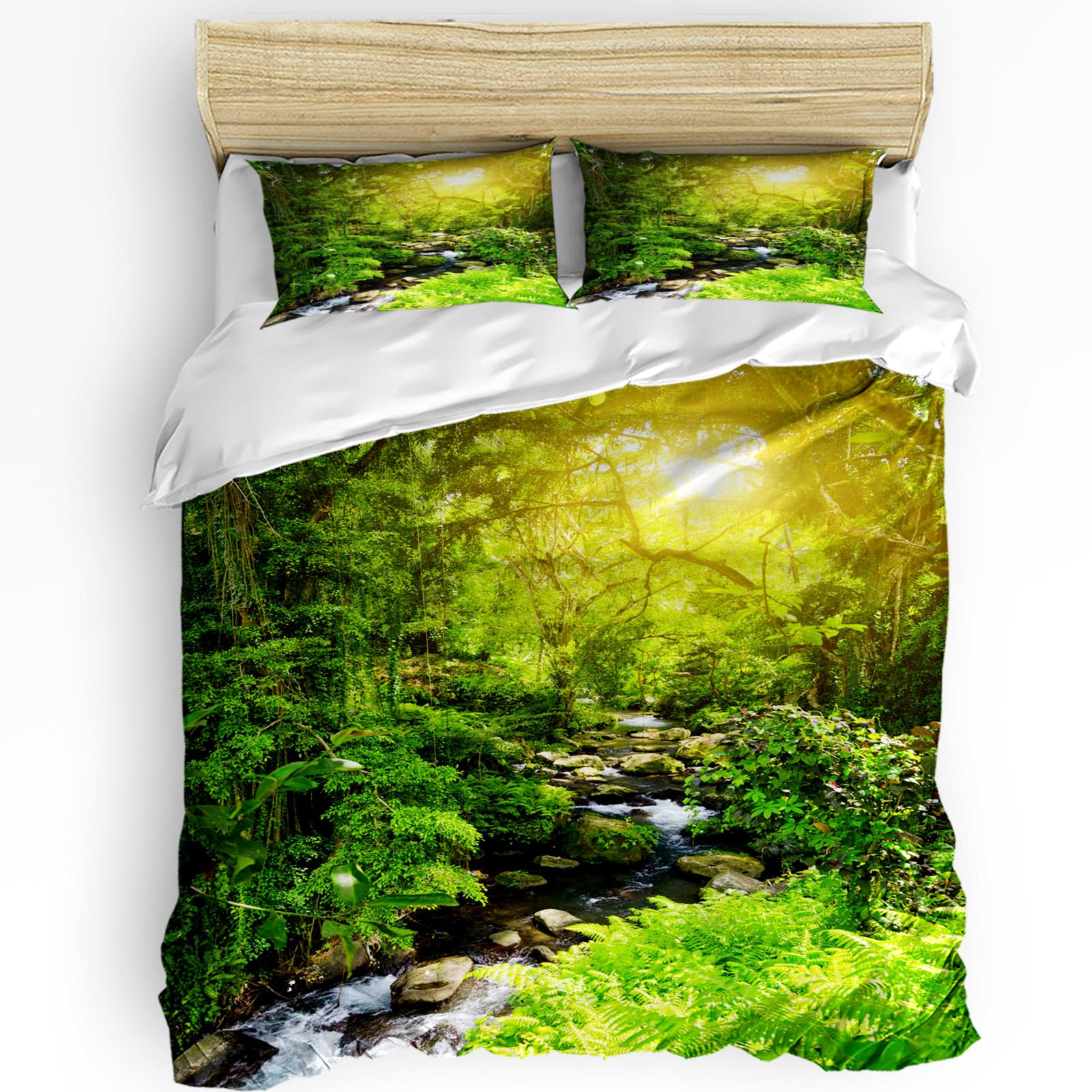 Natuur Beddengoedset Voor Slaapkamer Bed Thuis Vogels Vliegen over Twijgachtige Boomtakken Stijlvol Au Dekbedovertrek Dekbedovertrek En Kussensloop 155x215cm 3pcs