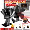Heat Powered Komin Wood Burner Eco Fan Black Stove Fan 4 Blade Fireplace Fan Friendly Quiet Home Efficient Heat Distribution