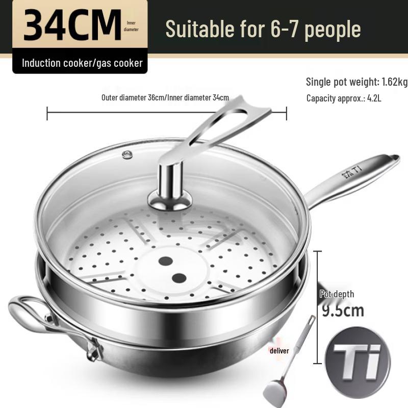 ZISIZ 34cm Titanium Hammered Non-stick Wok with Lid & Spatula