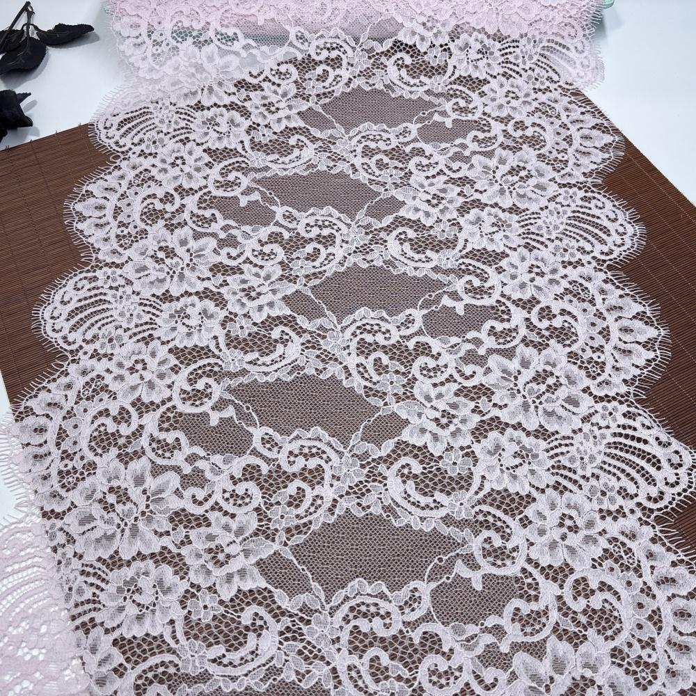 3m x 43cm French Chantilly Lace, Non-stretch Eyelash Nylon Lace Fabric for Sewing, Bra, Underwear, Lingerie, Dress, Garment, Crafting