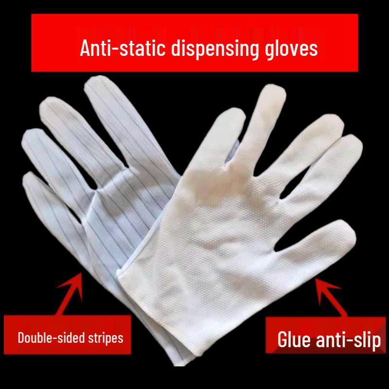 100 Pairs Anti-static Breathable Double-sided Stripe Protective Gloves for Cleanroom