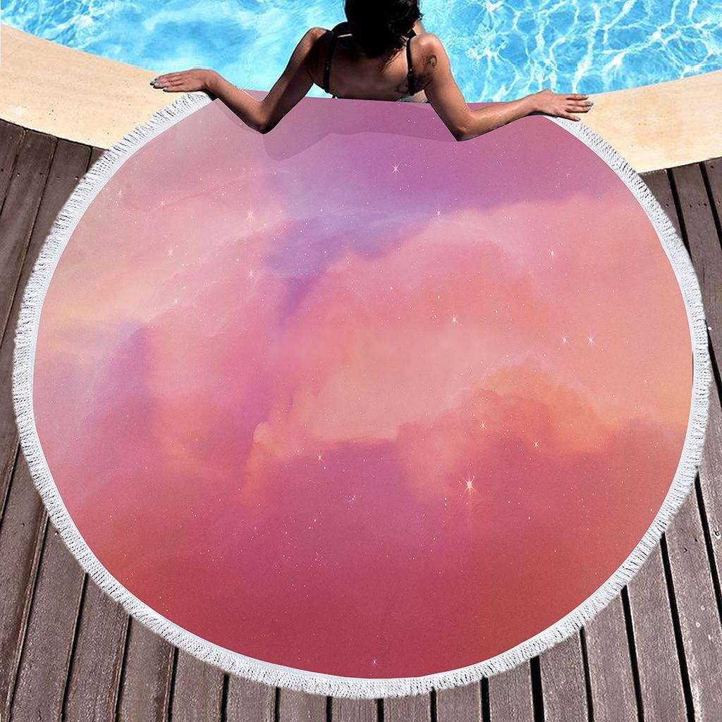 Pastel Aesthetics Round Beach Towel,Absorbent Quick Dry Sand Free Lightweight Travel Camping Bath Towels,Round Throw Blanket