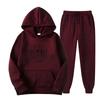 Simple Design Men's Letter Pattern Printed Hoodie Set Pure Cotton Comfortable Loose Casual Pocket Hoodie+Sweatpants