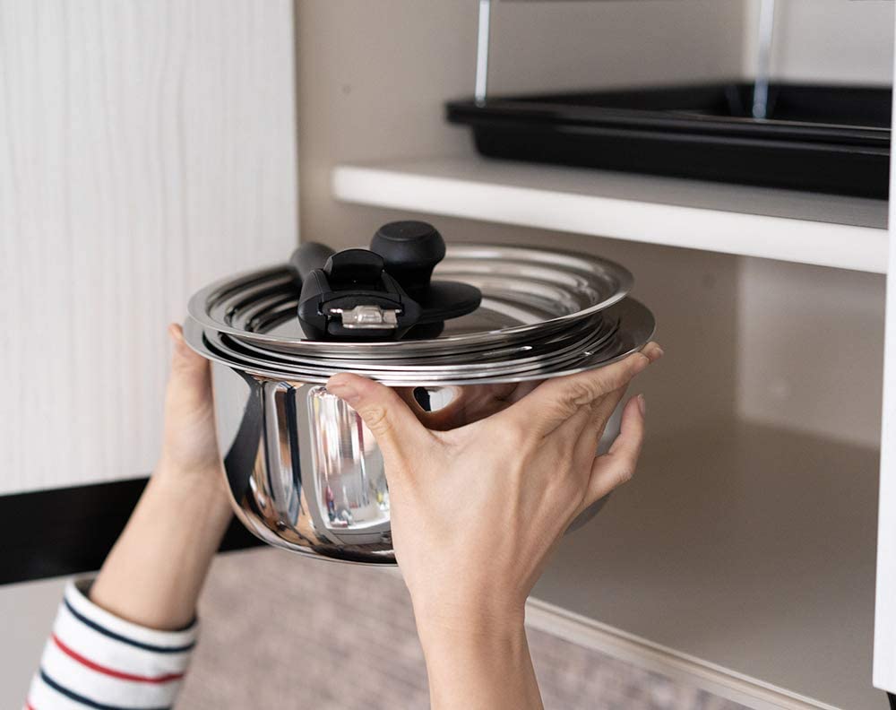 Miyazaki Seisakusho Jutoku Zestaw Garnków Garnek do Sosu Pokrywka Uchwyt Jednoręczny (16/18/20 cm) Wielofunkcyjny JN-ST-1