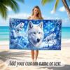 Wolf Theme Beach Towel Personalized Custom Name & Text Soft Quick Dry Beach Towel for Swimming Travel