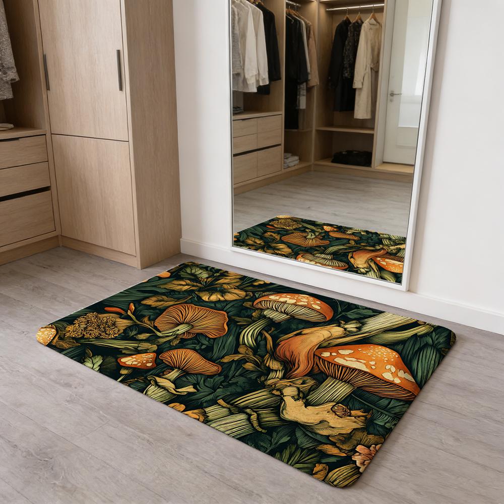 

Retro Moth Mushroom Floor Mat Flannel Door Mat Non-Slip Absorbent Washable Indoor Home Rug 40x60cm