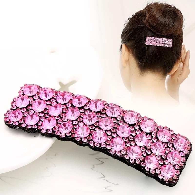 2Pcs Rhinestones Shiny Hair Clips for Women,Rectangular Hairpins Korean Barrettes Hair Accessories,Temperament Hair Accessories for Women,Clips and