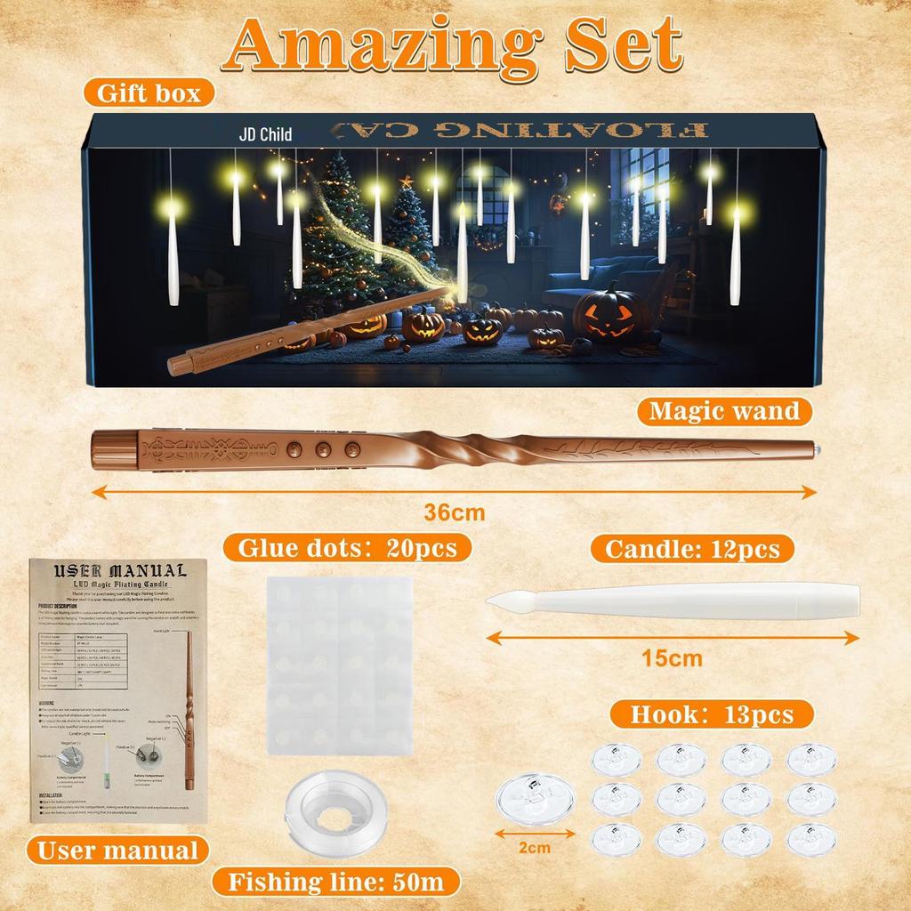 Cross H-Li PO Special Hanging LED Flame Magic Wand Candle for Halloween Indoor Atmosphere