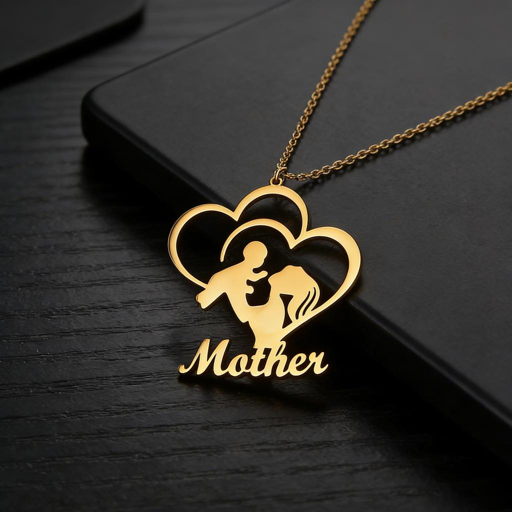 Atoztide Custom Name Necklace for Women Stainless Steel Jewelry Heart Pendant Choker Chain Personalized Mothers Day Gift