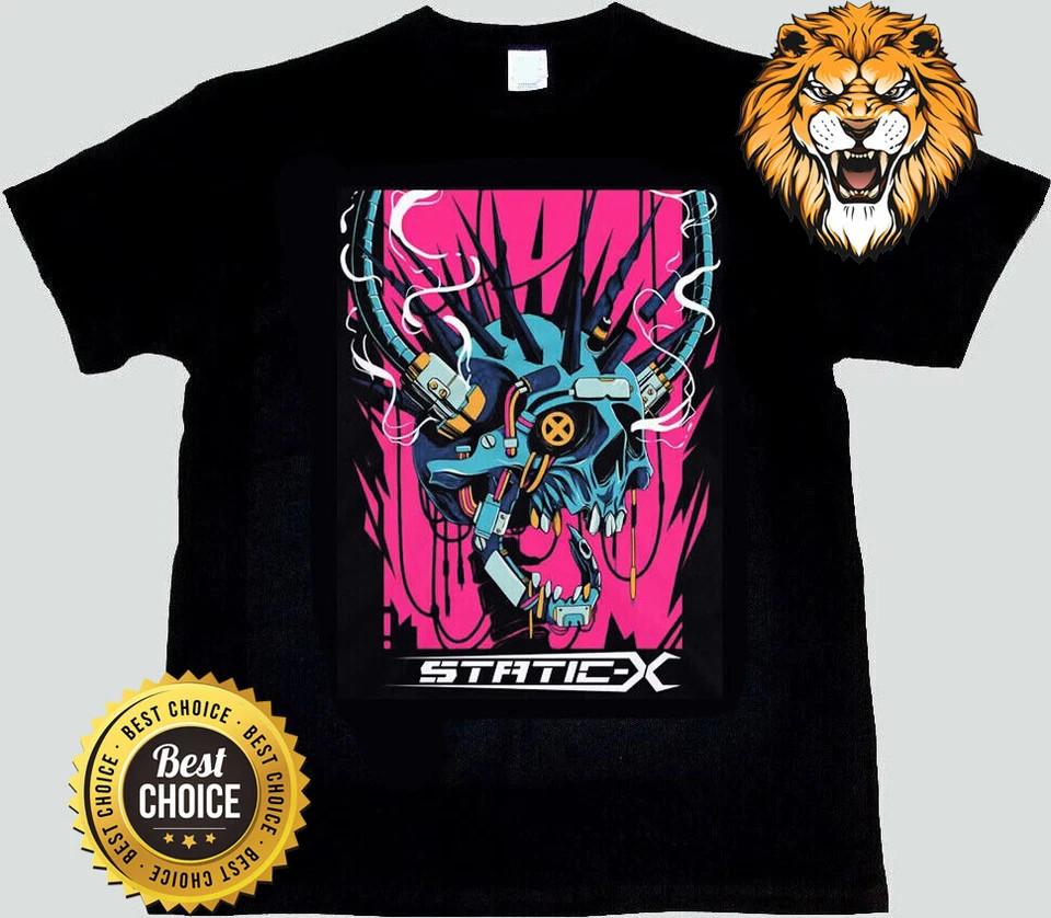 Static-X metal band Black Cotton Gift For Fan T Shirt Full Size S-5XL Unisex T-Shirt L