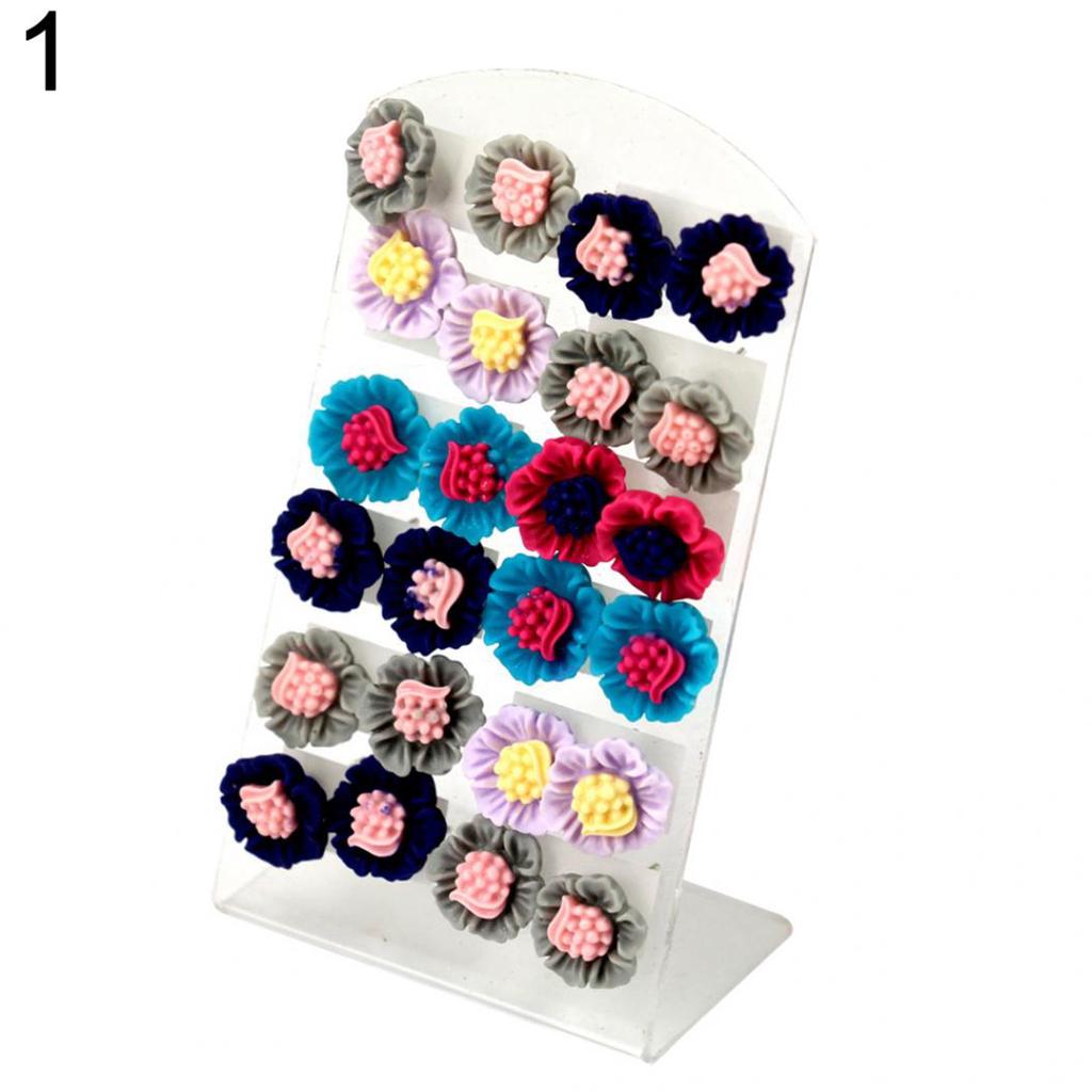 12 Pairs Fashion Multicolor Resin Flower Ear Stud Earrings Set Women Jewelry