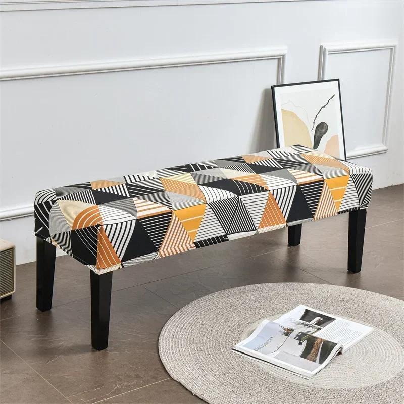 

1PC Long Bench Cover Printed Chair Cover for Living Room Bedroom Washable Seat Case Removable Dust-proof Slipcover Home Decor