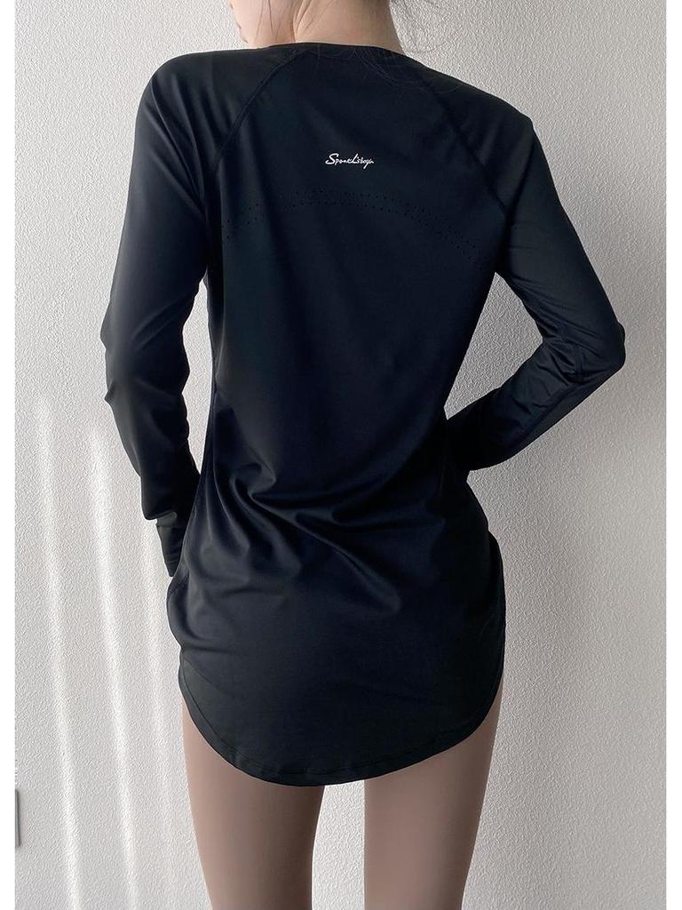 Women's Long Sleeve Yoga & Running T-Shirt with Slimming Fit & Breathable Back