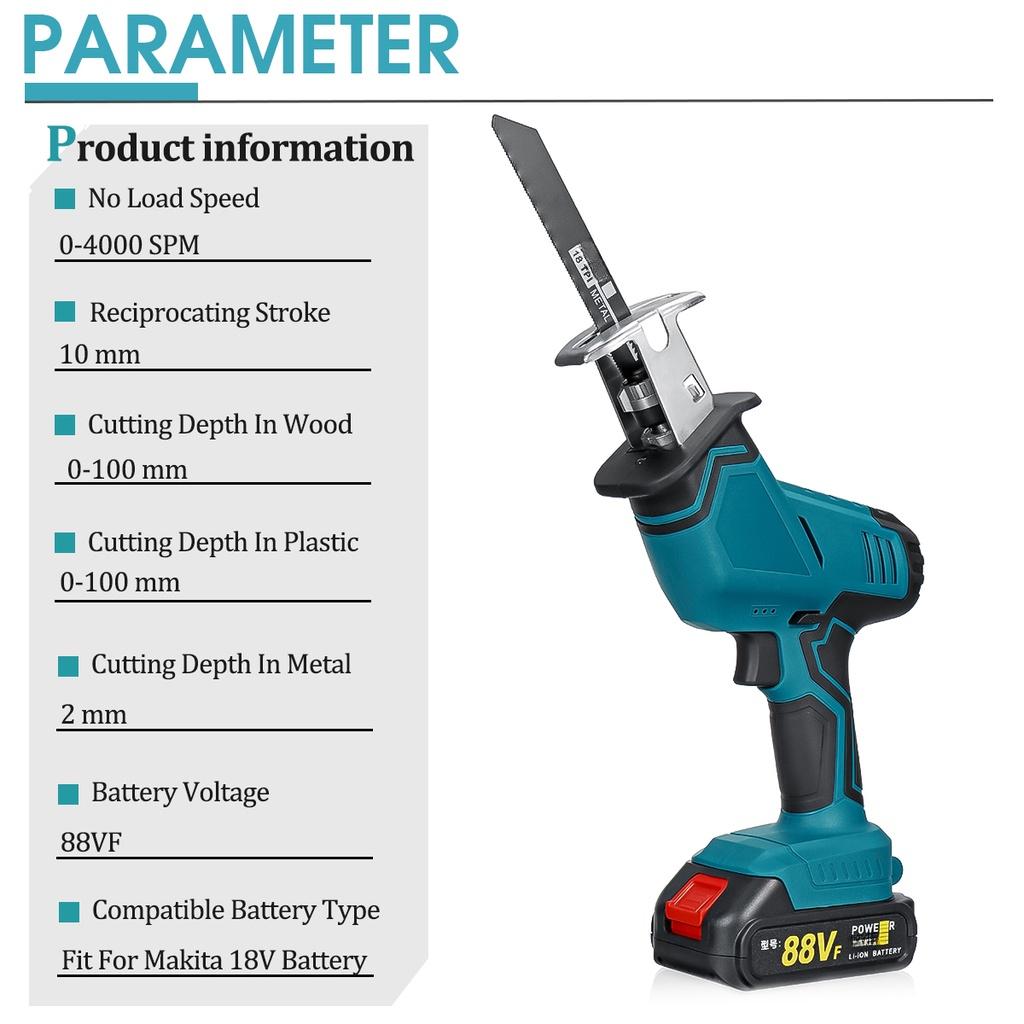 18V Akku-Säbelsäge Verstellbare Geschwindigkeit Kettensäge Holz Metall PVC-Rohr Schneiden Säbelsäge Elektrowerkzeug