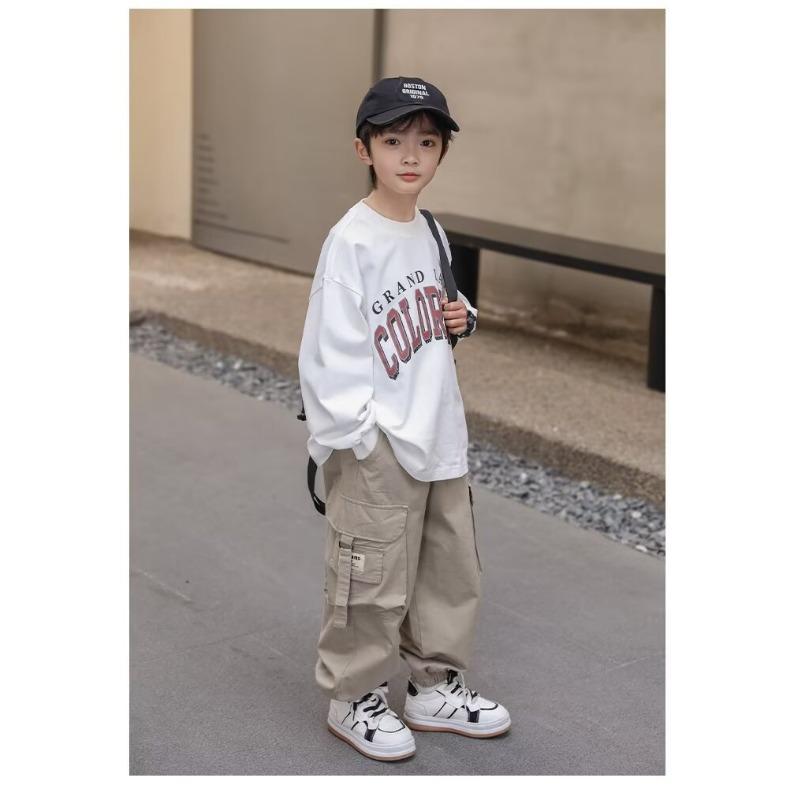 Boys Spring Autumn Casual Long Pants Big Kids Basic Trousers