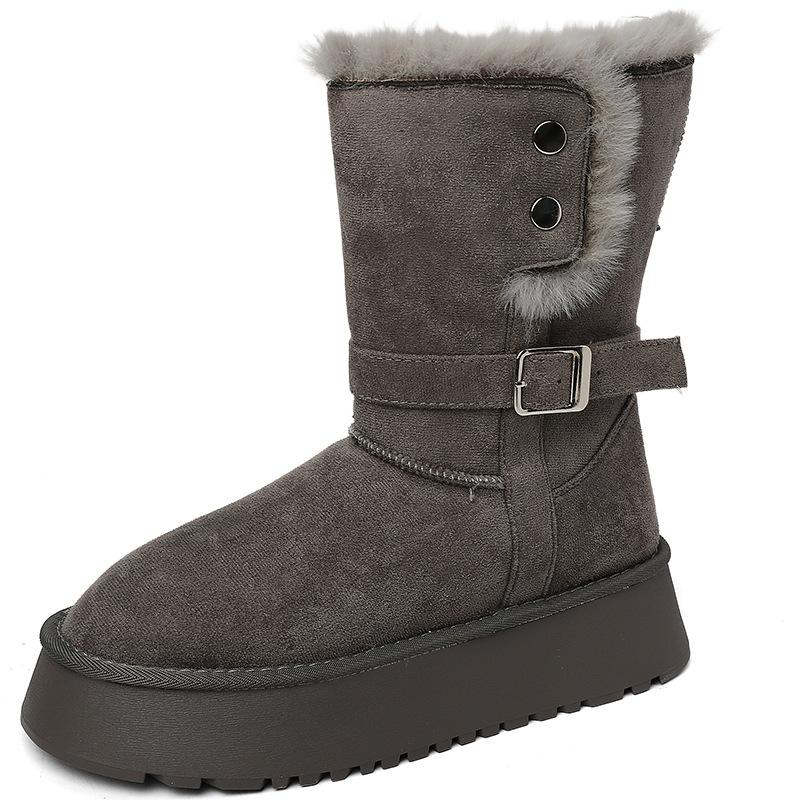 Simple design thick-soled snow boots heightening short boots women's autumn and winter retro versatile niche sweet sister cotton boots