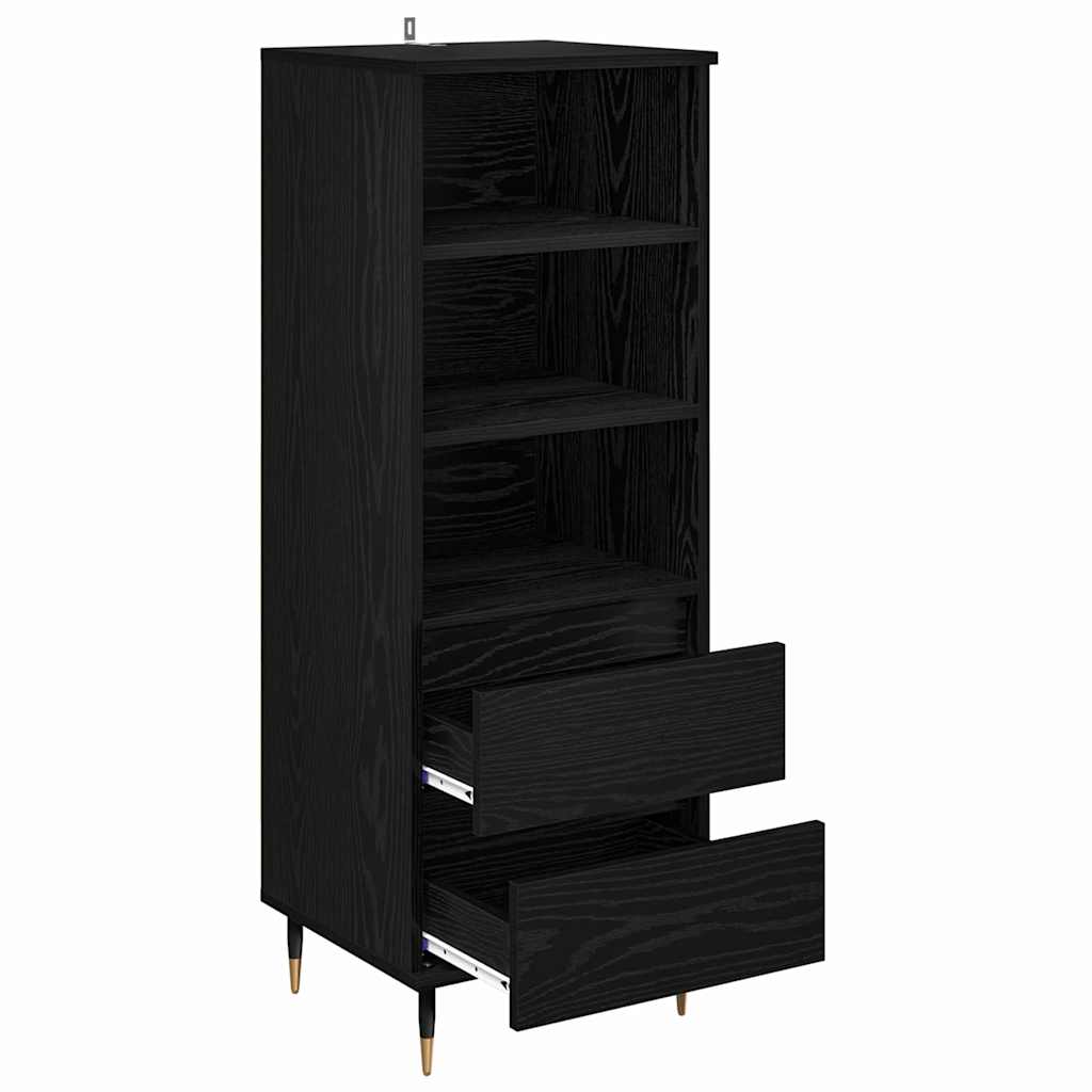 Highboard in Black Oak Look 40 x 36 x 110 cm Particleboard