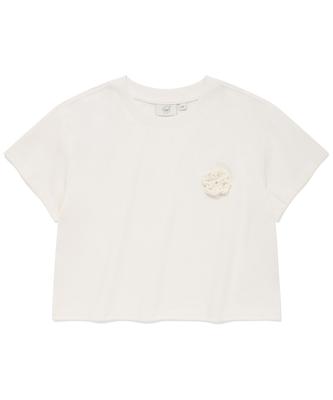 COVERNAT WOMAN Crop Oversized Corsage T-Shirt White