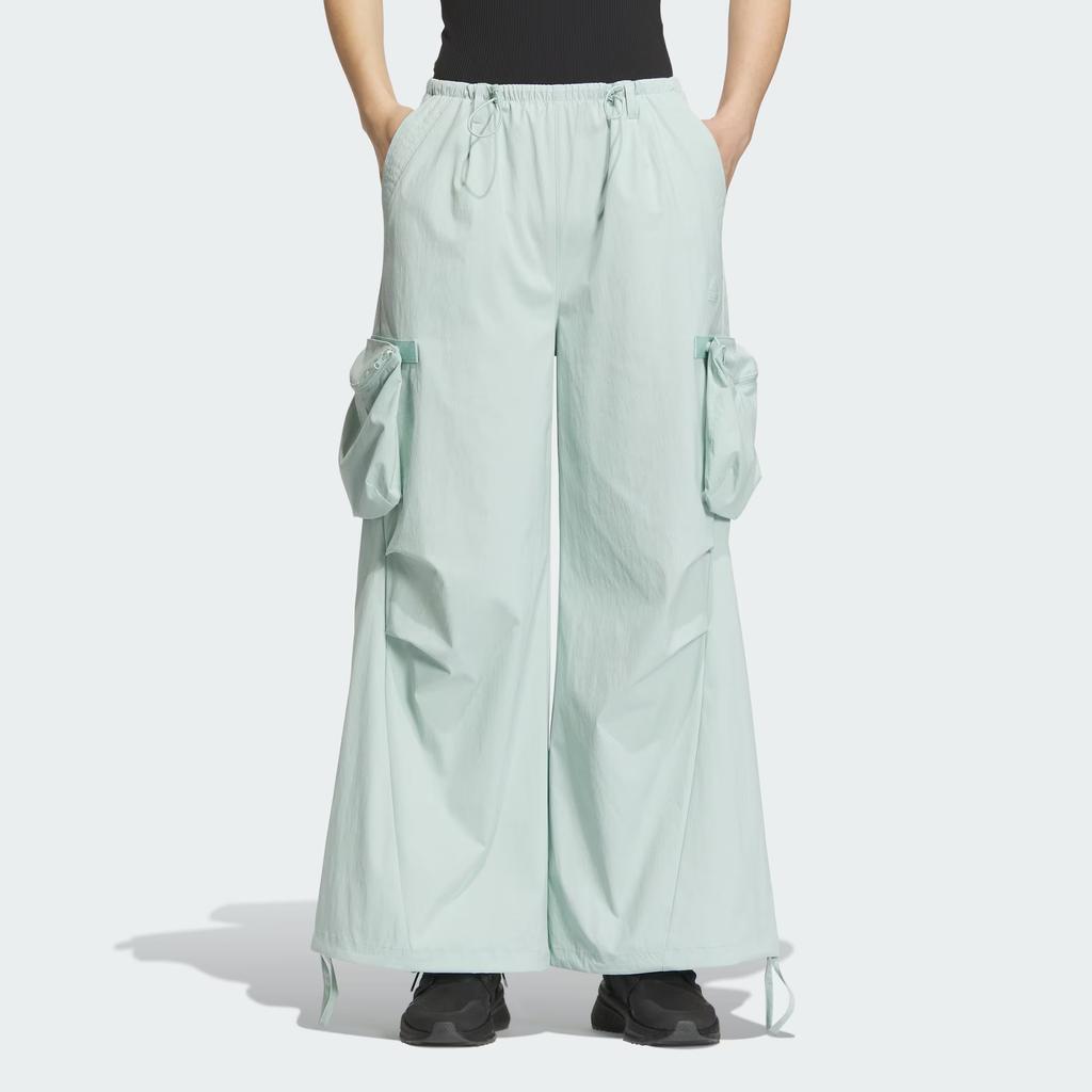 Adidas Future Style Woven Pants Solid Color Cargo Pocket Loose Woven Sports Pants Women Pants Light-Green JD9900
