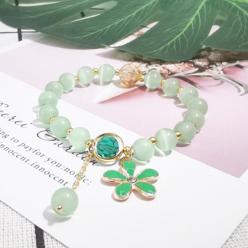 

Новый женский милый простой и модный универсальный браслет с опалом, подвеска в виде цветка, разные цвета, ювелирные изделия из одного круга зелёный