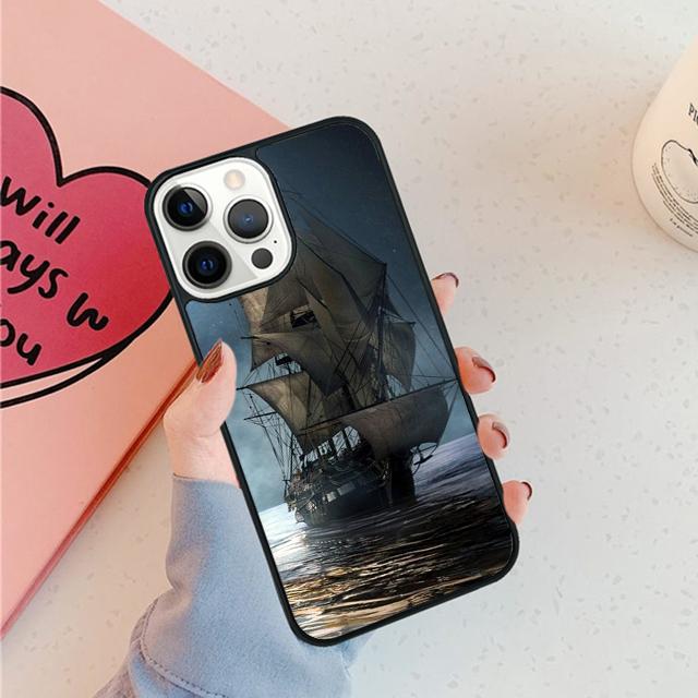 Old Ship in Sea Moon Night Phone Case For iPhone 17 Air 15 16 16e 11 12 13 14 Pro Max Cover For iPhone 17 Air Max Plus Fundas