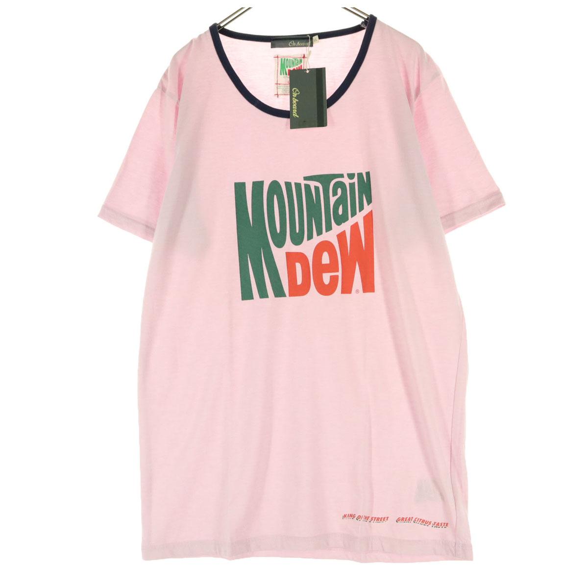 

неиспользованная футболка с принтом Mountain Dew, с коротким рукавом, LL, розовая, мужская, б/у