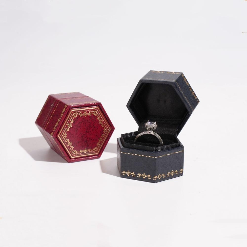 Jewelry Organizer Floral Hexagonal Jewelry Box Retro Pattern Mini Ring Box Compact Gift Packaging Case For Jewelry Storage Gift