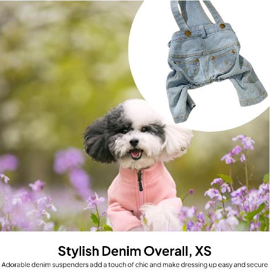 Dog Denim Overalls, Puppy Cowboy Costumes, Cats Clothes, Jumpsuit,Costume Puppy Jeans Clothes, Pet Jeans Pants for Halloween Pets Parties, XS