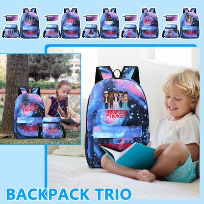 Film And Television Peripheral Printed Backpack, Pencil Case, Shoulder Bag, Three Piece Set
