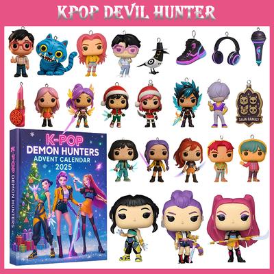 Kawayi Demon Hunter Christmas Tree Ornament Kpop Style Advent Blind Box Cute Gothic Holiday Decor For Teens And Women Gift