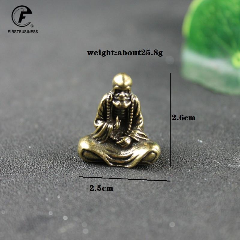 Bodhidharma Buddha Figurines Miniatures Desktop Ornament Retro Brass Master Dharma Statue Home Decor Crafts Accessories