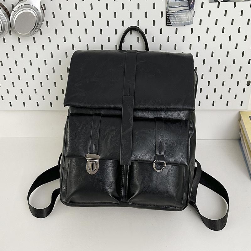 Schoolbag leather travel bag new backpack anti-theft calfskin backpack European and American retro large-capacity autumn and winter bag spot