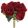 Artificial Flowers Roses 7 Pieces Ready-Made Rose Bouquet Flower Arrangement for Vase - Red