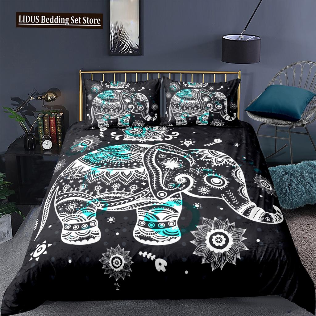 Elephant Bedding Sets Boho Style Luxury 3D Print For Kids Adults Teens Ganesha Duvet Cover Set Queen Size Polyester Bedding Set