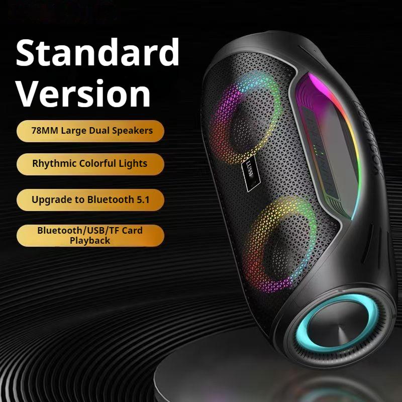 80W High Powerful Bass RGB Light Bluetooth Speaker Portable 9D Surround Sound Waterproof Wireless Subwoofer Boombox Home Karaoke