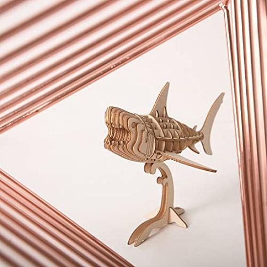 3D Dřevěné Puzzle TG274 Žralok s Japonským Návodem Tsukurundesu®