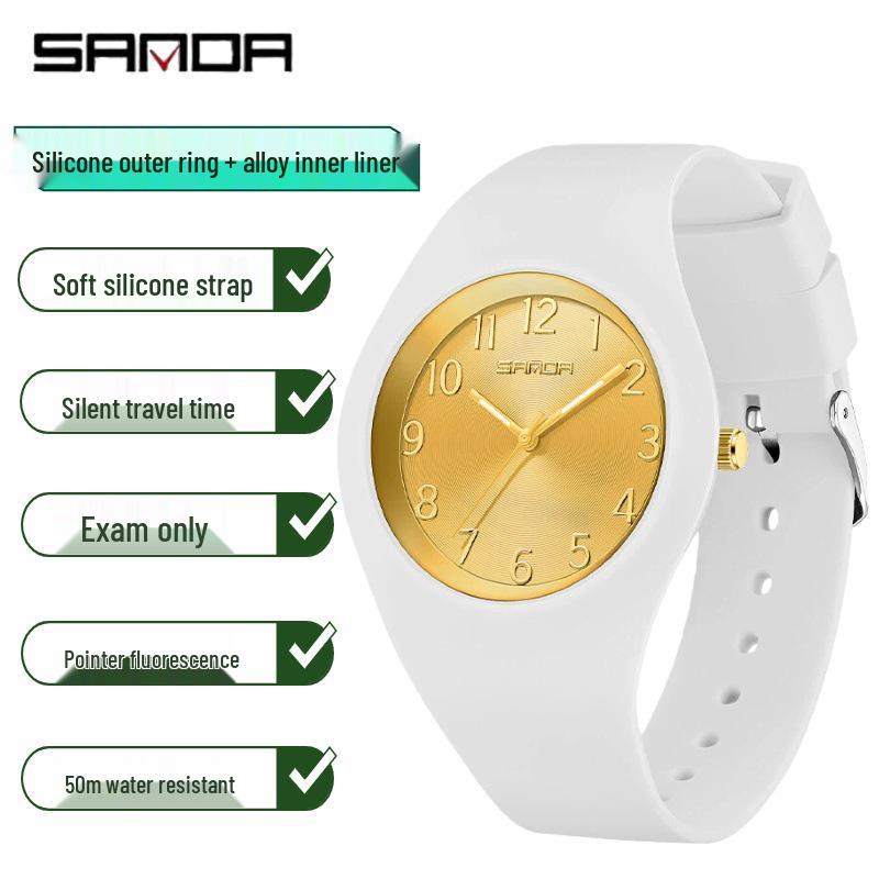 Sanda Unisex Lehké silikonové sportovní hodinky - Vodotěsné a tiché módní pro studenty