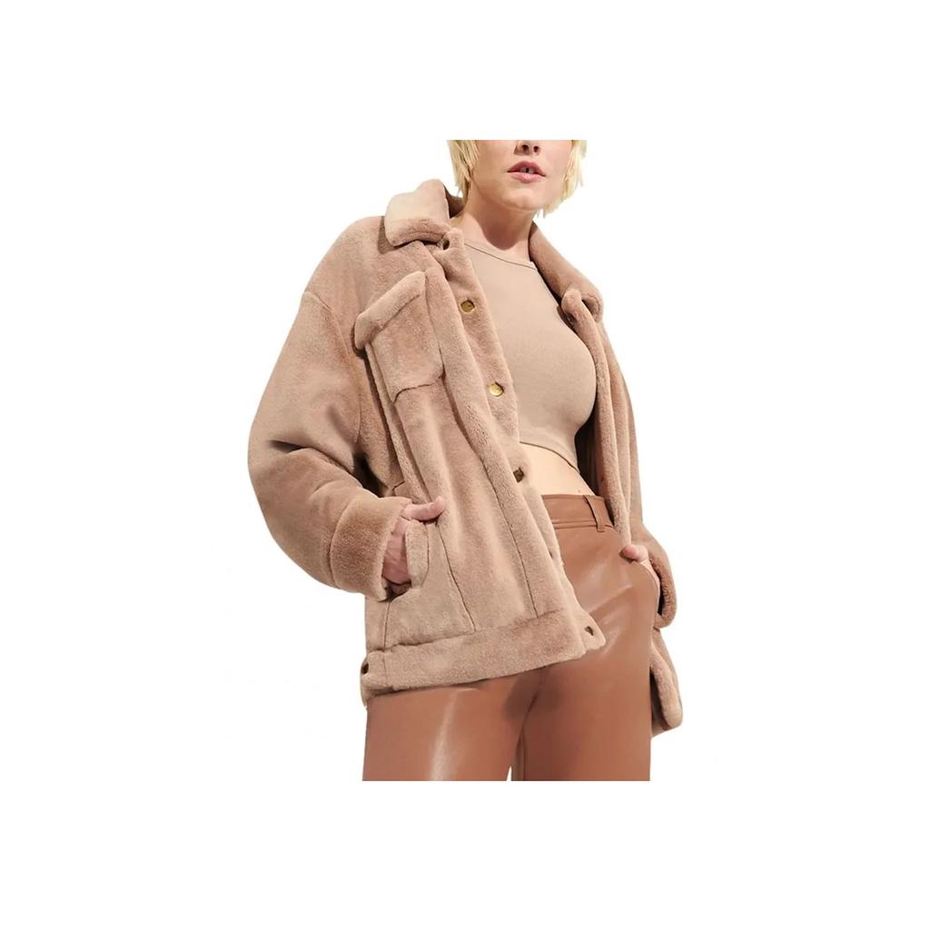 UGG Solid Color Fitted Lapel Single-Breasted Long Sleeve Jacket Women jackets Brown 1147290-TNGY