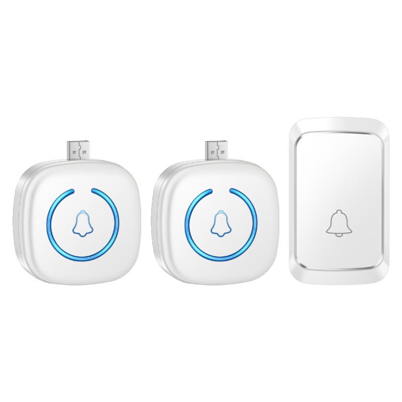 Long-Range Wireless USB Doorbell with Remote Control - Dual Receivers белый