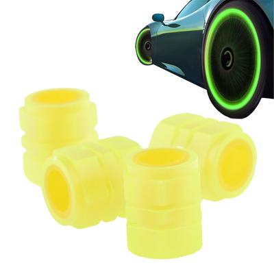 4 ks nočně svítící víčko ventilku pneumatiky, víčko vzduchového ventilku pneumatiky, svítící fluorescenční, díly pro styling auta a motocyklu, svítící