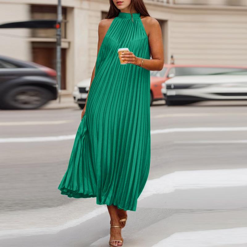 

ZANZEA Женское повседневное платье без рукавов с круглым вырезом и открытыми плечами 4XL зелёный