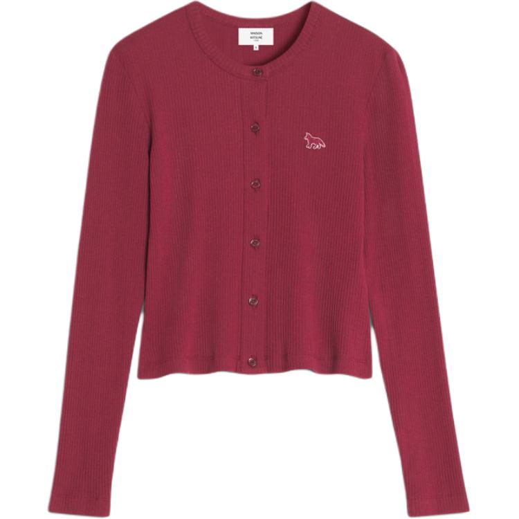Maison Kitsune Logo Single-Breasted Slim Fit Long Sleeve Knit Sweater Women sweater PW00512KJ0134-0143