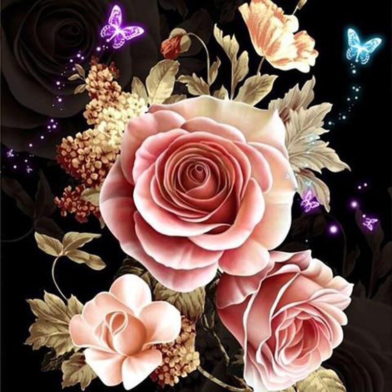 5d Diamond Painting Full Drill Round Flowers Diamond Embroidery Sale Plant Landscape Rhinestones Mosaic Children's Room Decor