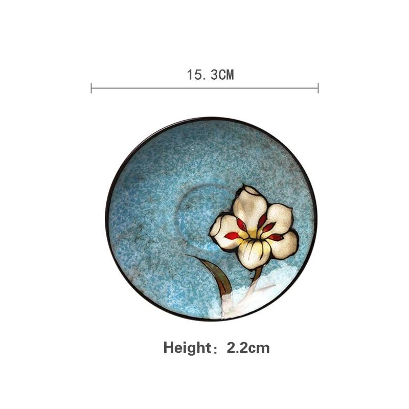 5-7-Zoll-Knochenteller Kreatives handbemaltes unterglasurfarbenes Keramikgeschirr Kaltes Gericht Obst Dim Sum Teller Snack Haushaltsgeschirr