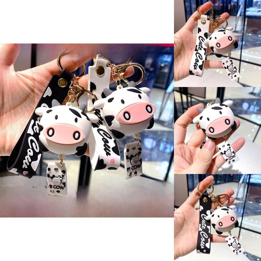 Adorable Korean Style Cartoon Cow Keychain Silicone Bag Charm Gift For All Occasions