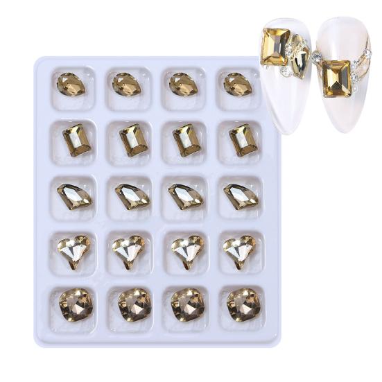 20Pcs/Box Nail 3D Multi Shining Shapes Lustrous Rhinestone Long Lasting Nail Decoration Resin Water Drop
