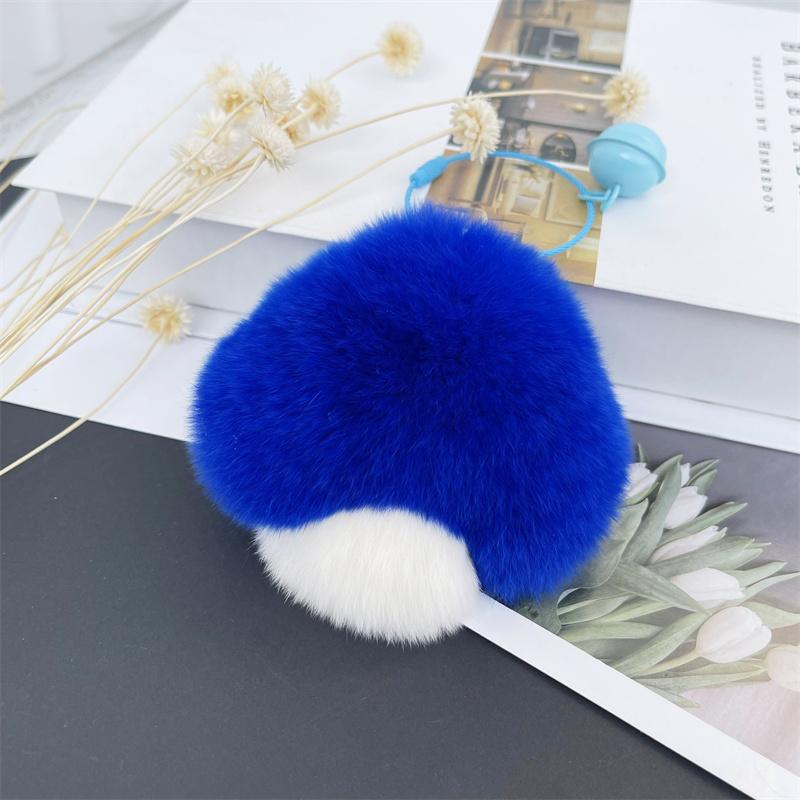 Cute Mushroom Rabbit Fur Key Chains Girls Schoolbag Pendant Women Bag Charm Ornaments Car Keyring Keychain for Women