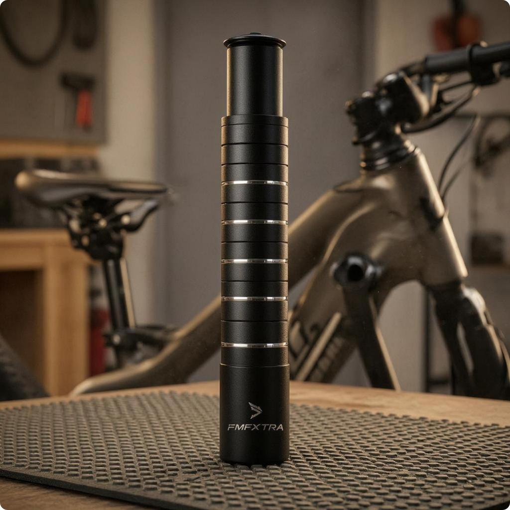 Stem Riser Stepped Body Handlebar Metal Detailing Rings for Mountain Biking Black 115MM