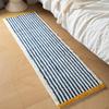 Thickened Anti-Slip Bedroom Rug: Flocked, Wear-Resistant, Water-Absorbent Foot Pad with Simple Striped Design